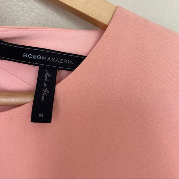 BCBG Maxazira Marilee 100% SILK chiffon high neck dress M peach pink blush CL3 - Picture 14 of 16
